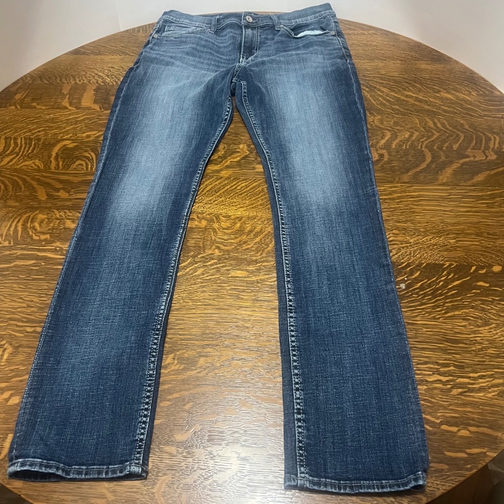 BKE Alec Jeans Mens 36x34 Blue Dark Wash Straight Leg Stretch Denim
